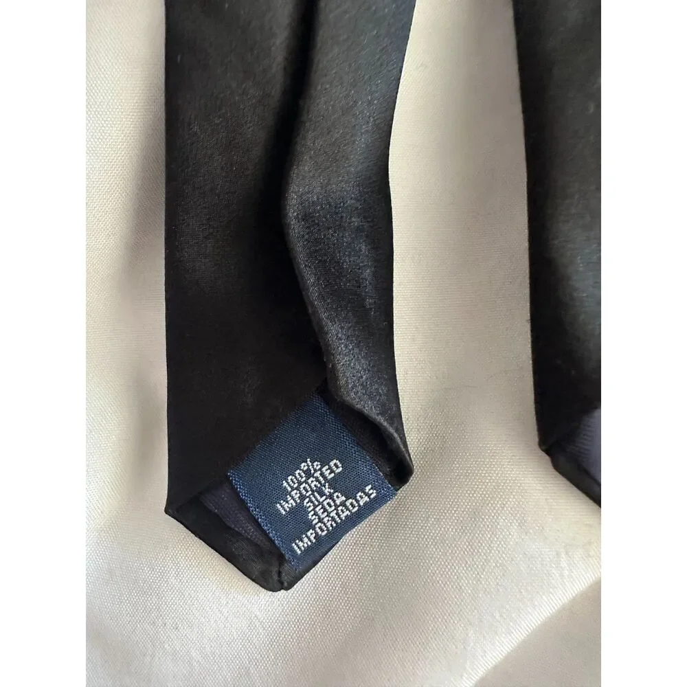 Essante Men’s Black 100% Silk Necktie Made in USA Classic Formal Tie